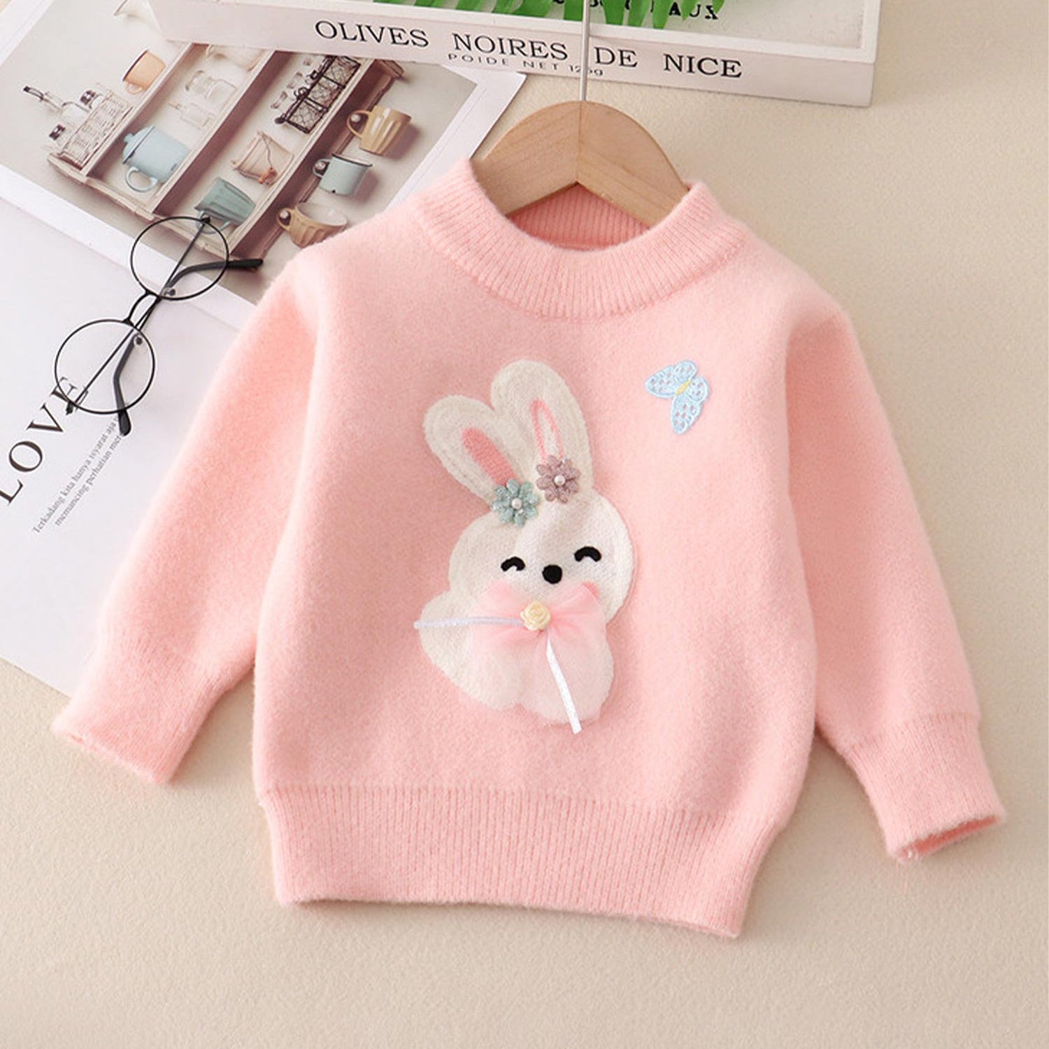 Toddler Girls Bunny Imported Kids Sweater