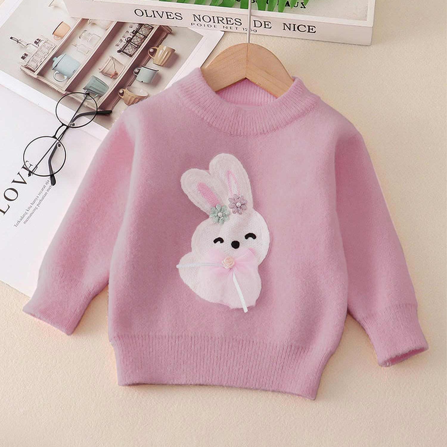 Toddler Girls Bunny Imported Kids Sweater