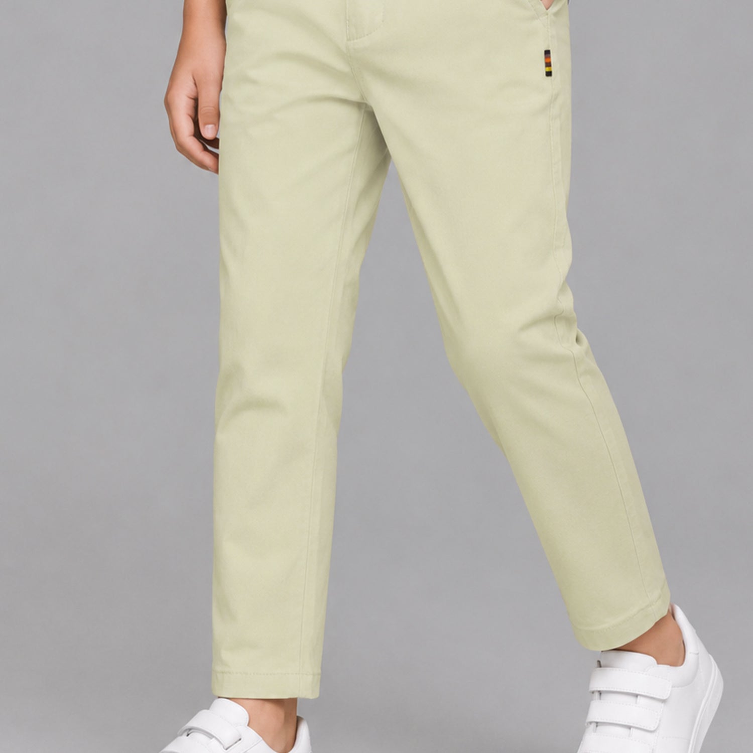 Turbo Regular Slim Fit Cotton Pant For Boys In Beige