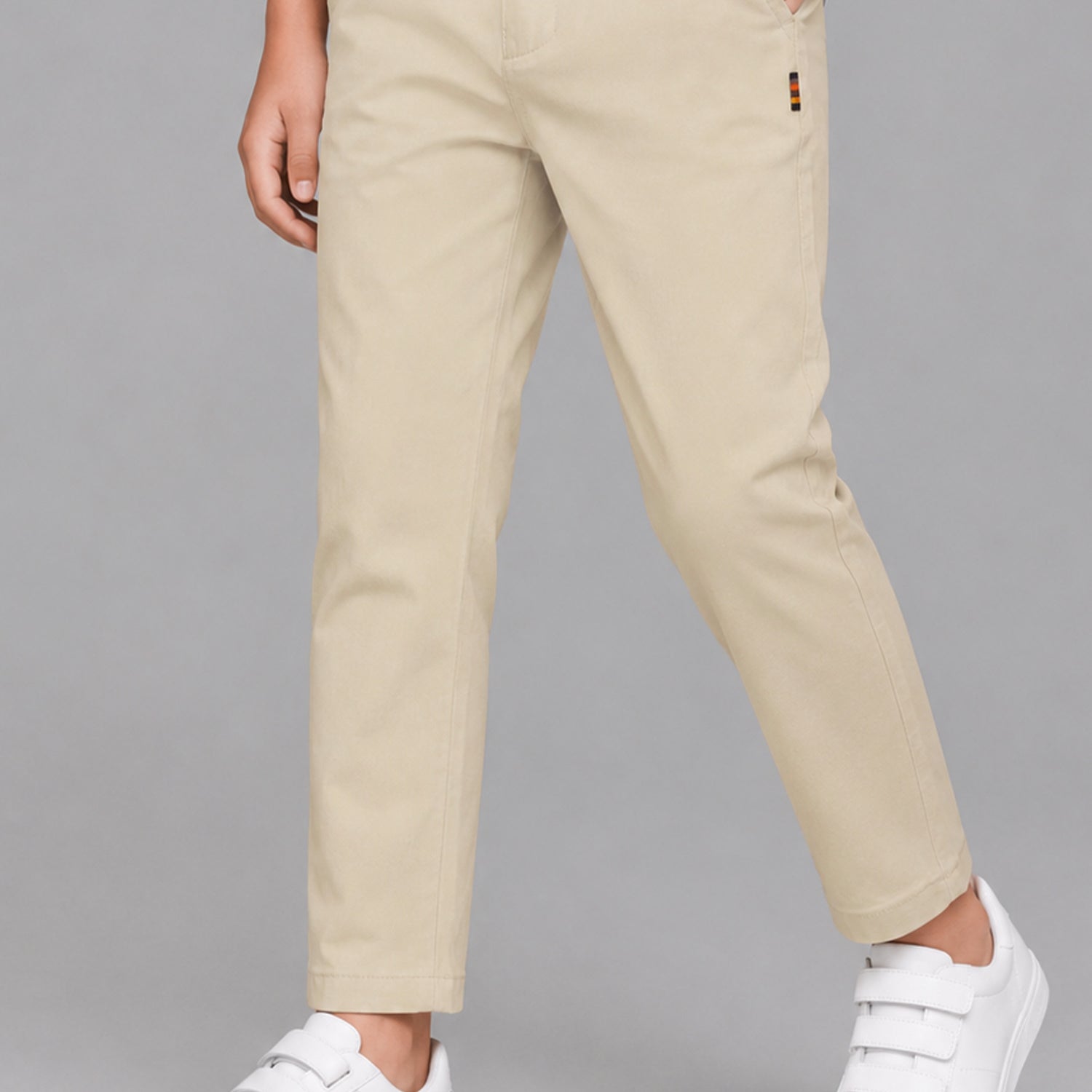 Turbo Regular Slim Fit Cotton Pant For Boys In Light Skin