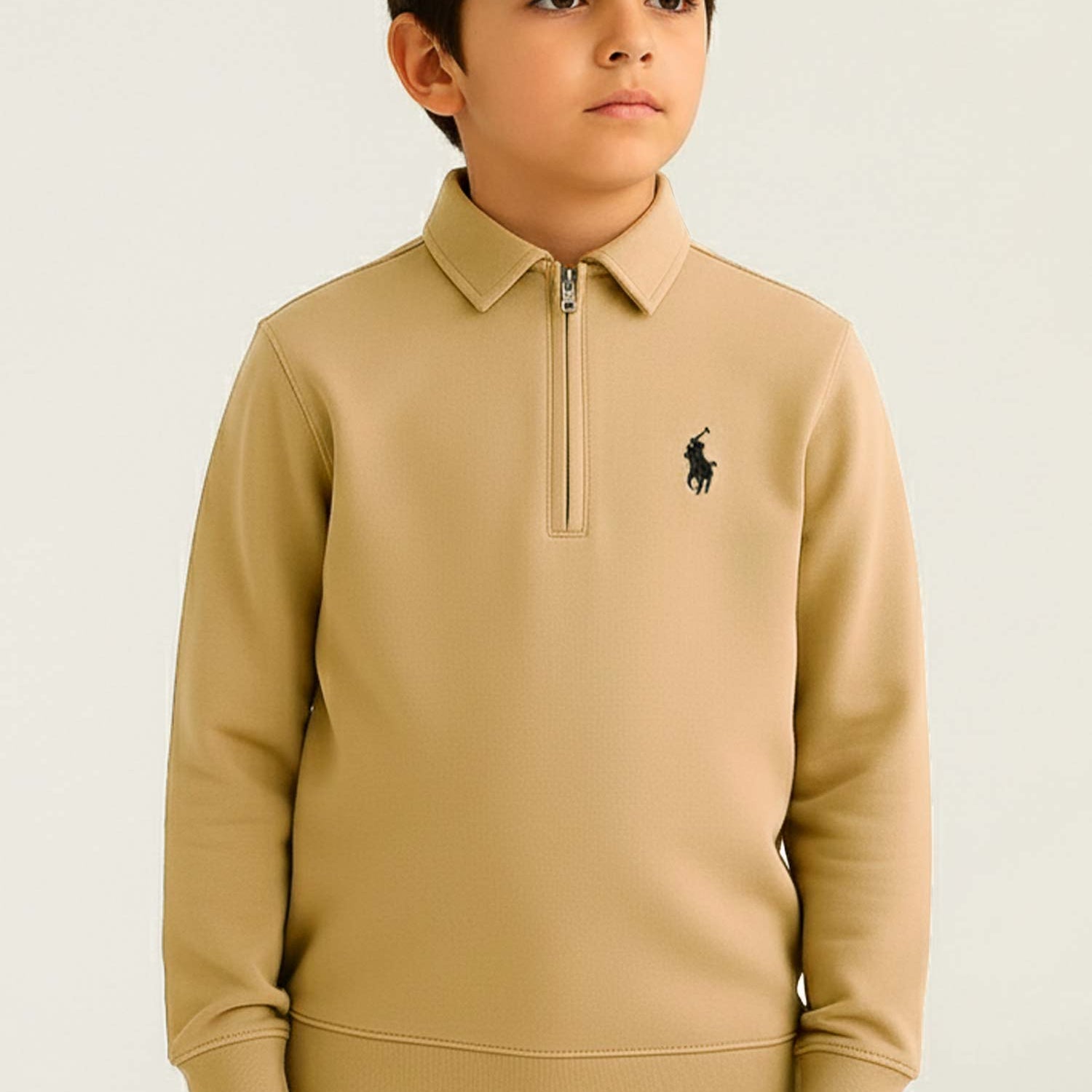 Rph Lren Polo Stylish Half-Zip Collared Unisex Kids Sweatshirt