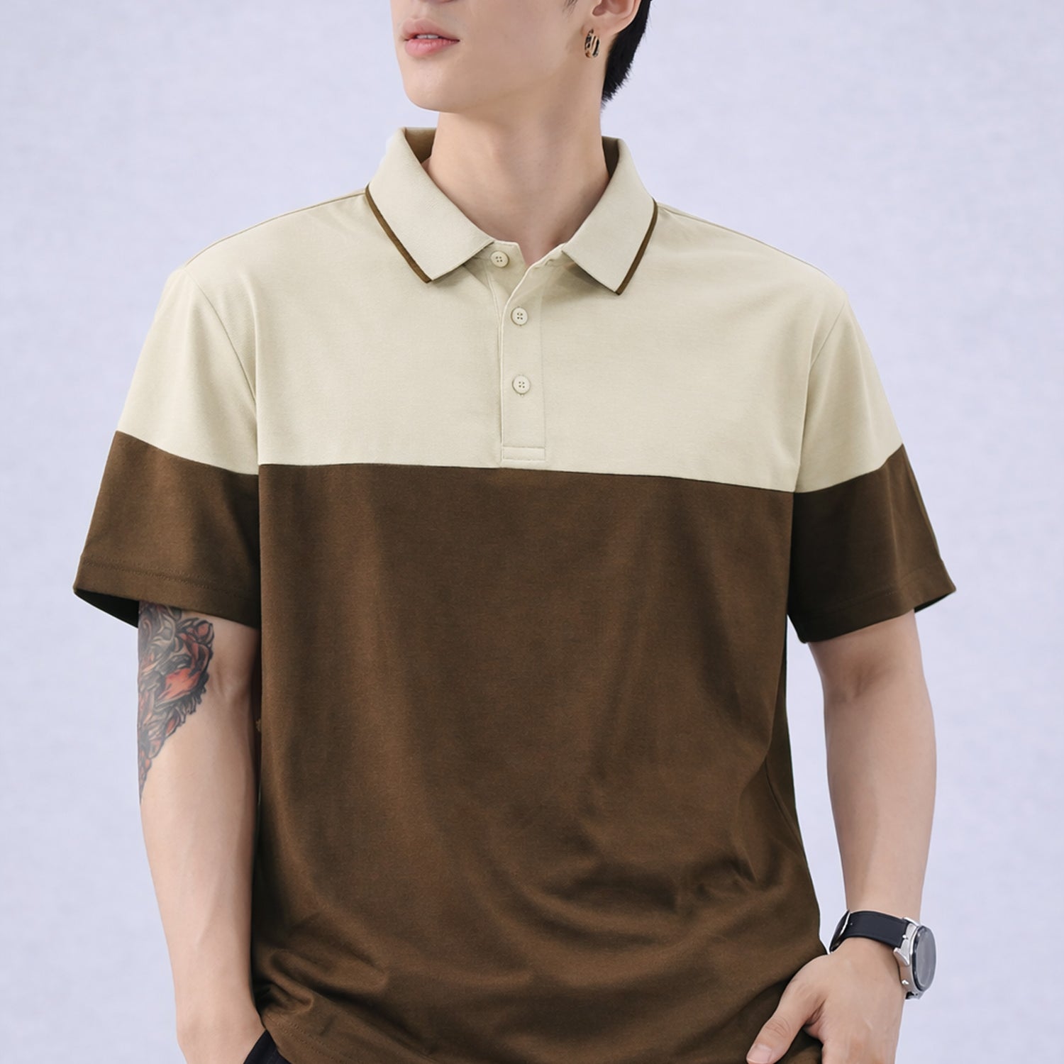 Turbo Color-Blocked Panel Style Men's Polo T-Shirt
