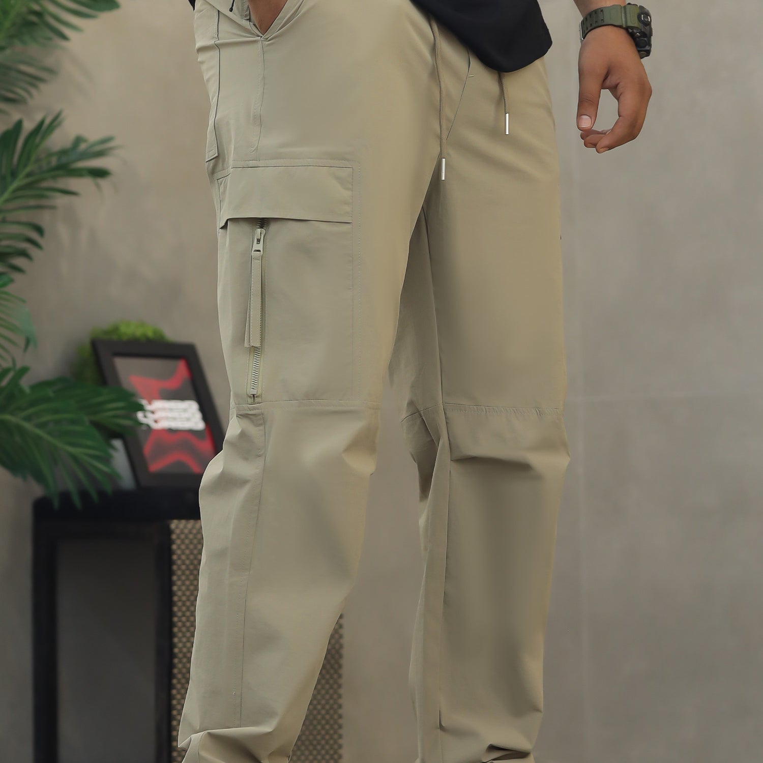 Men's Straight Fit Flap Pockets Cargo Trouser