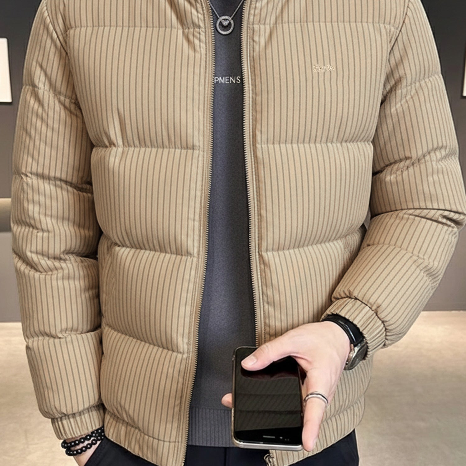 Turbo Lining Pattern Style Men's Imported Puffer Jacket