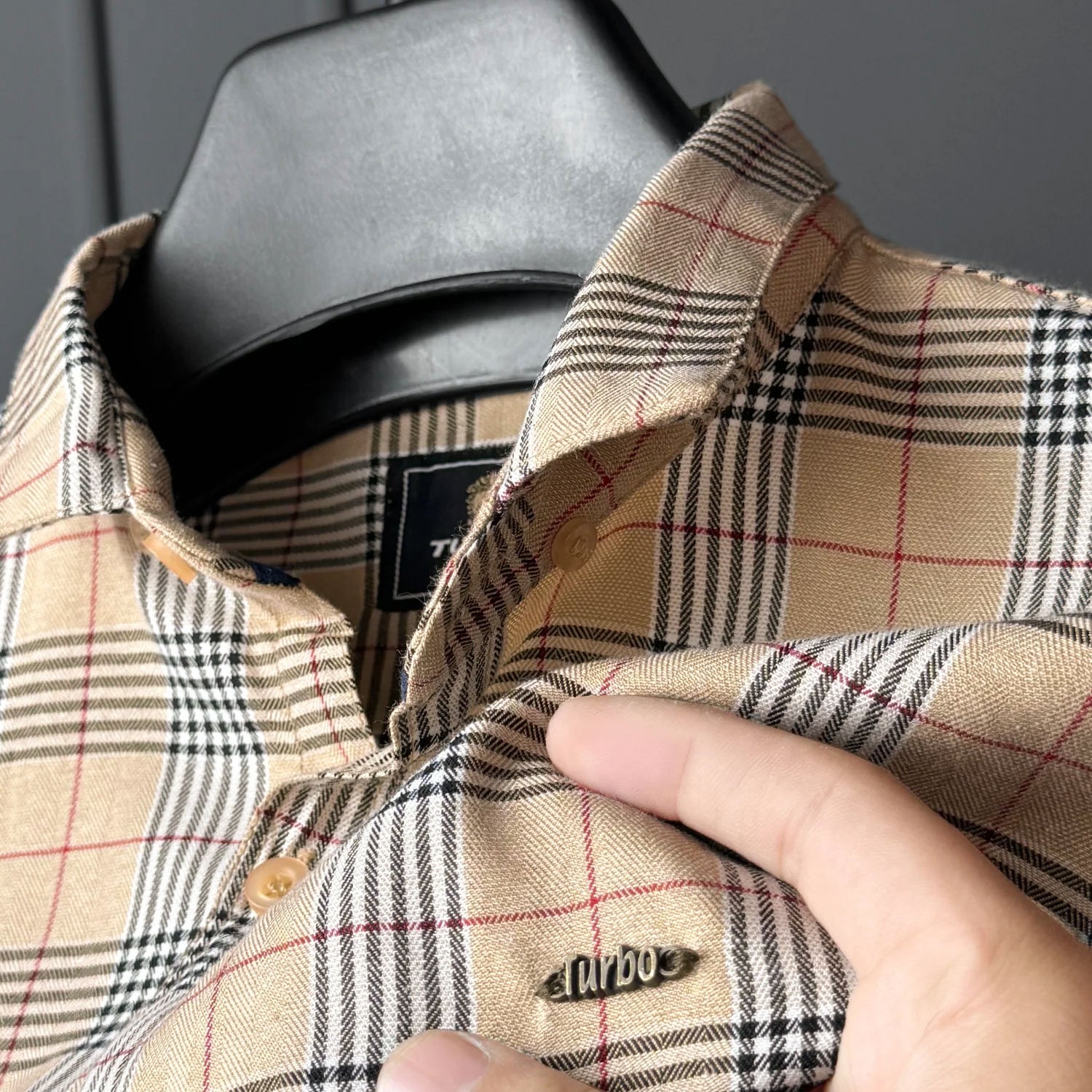 Turbo Plaid Pattern Creation Long Sleeve Cotton Casual Shirt