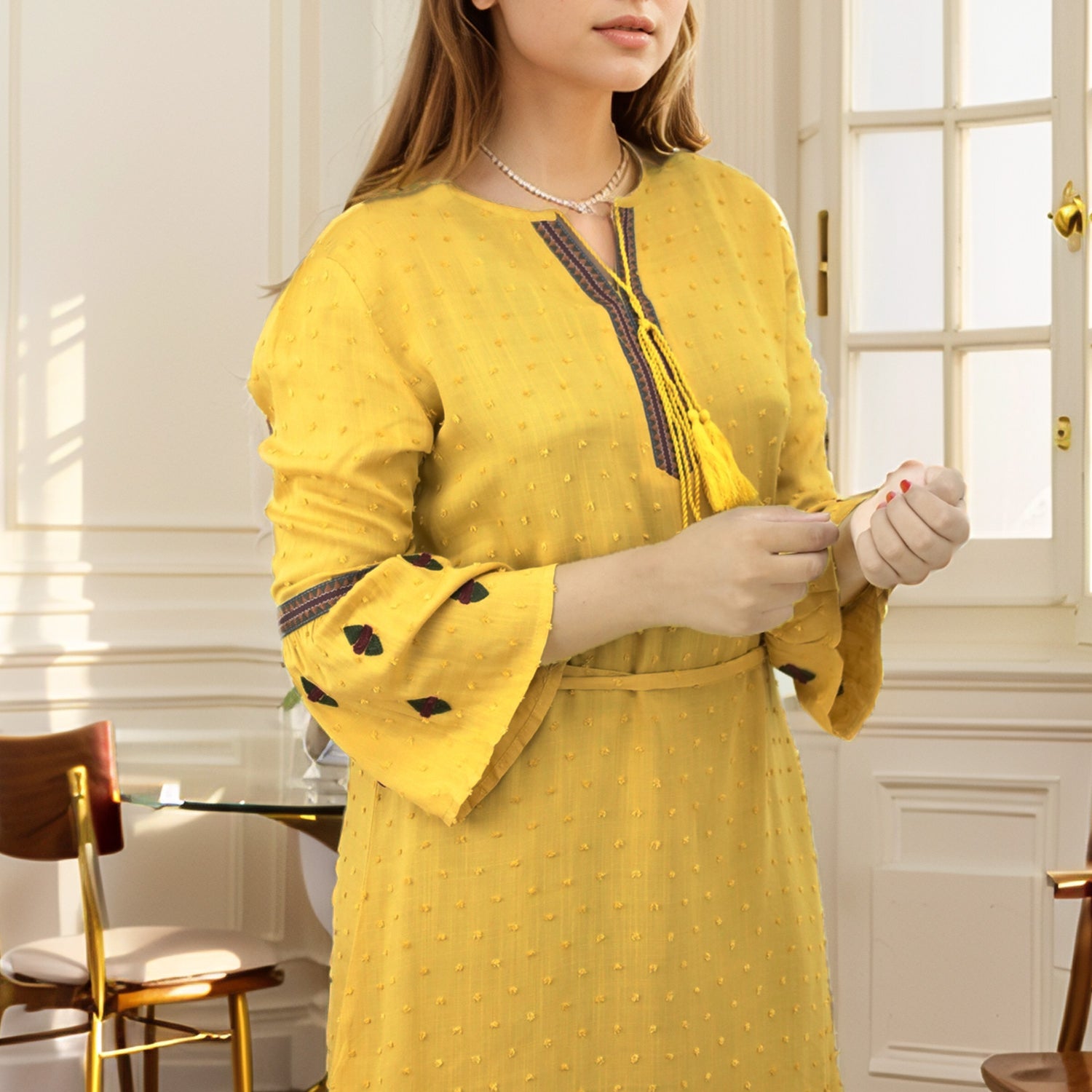 Embroidered Design Self Phulkari Turkish Imported Top