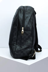 Lus Vtn Embossed PU Leather Backpack in Black