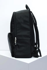 Armni Front Pocket Textured PU Leather Backpack in Black