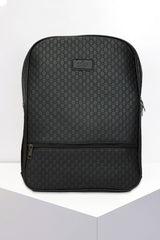 Guci Embossed Textured PU Leather Backpack in Black
