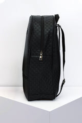 Guci Embossed Textured PU Leather Backpack in Black