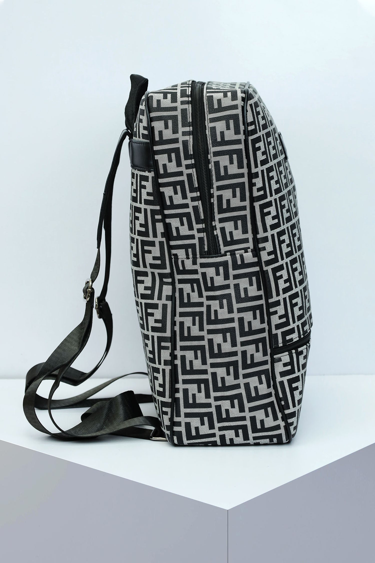 Fndi All Over print Backpack in Black & Silver