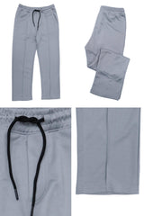 Plain Stripe Line Loose Bottom Trouser In Grey