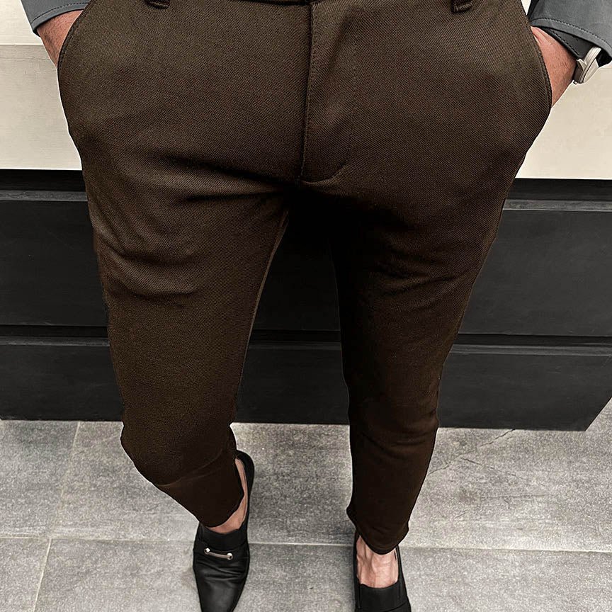 Super Elastic Slim Cotton Pant in Brown