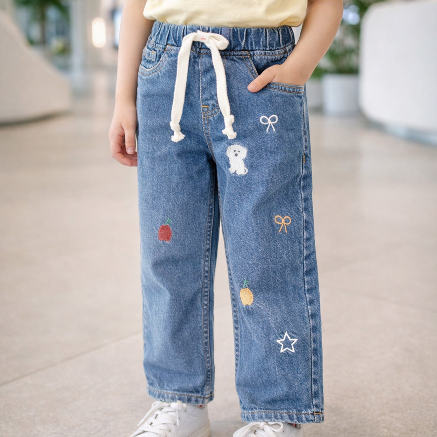 Turbo Drawstring Denim Jeans For Girls