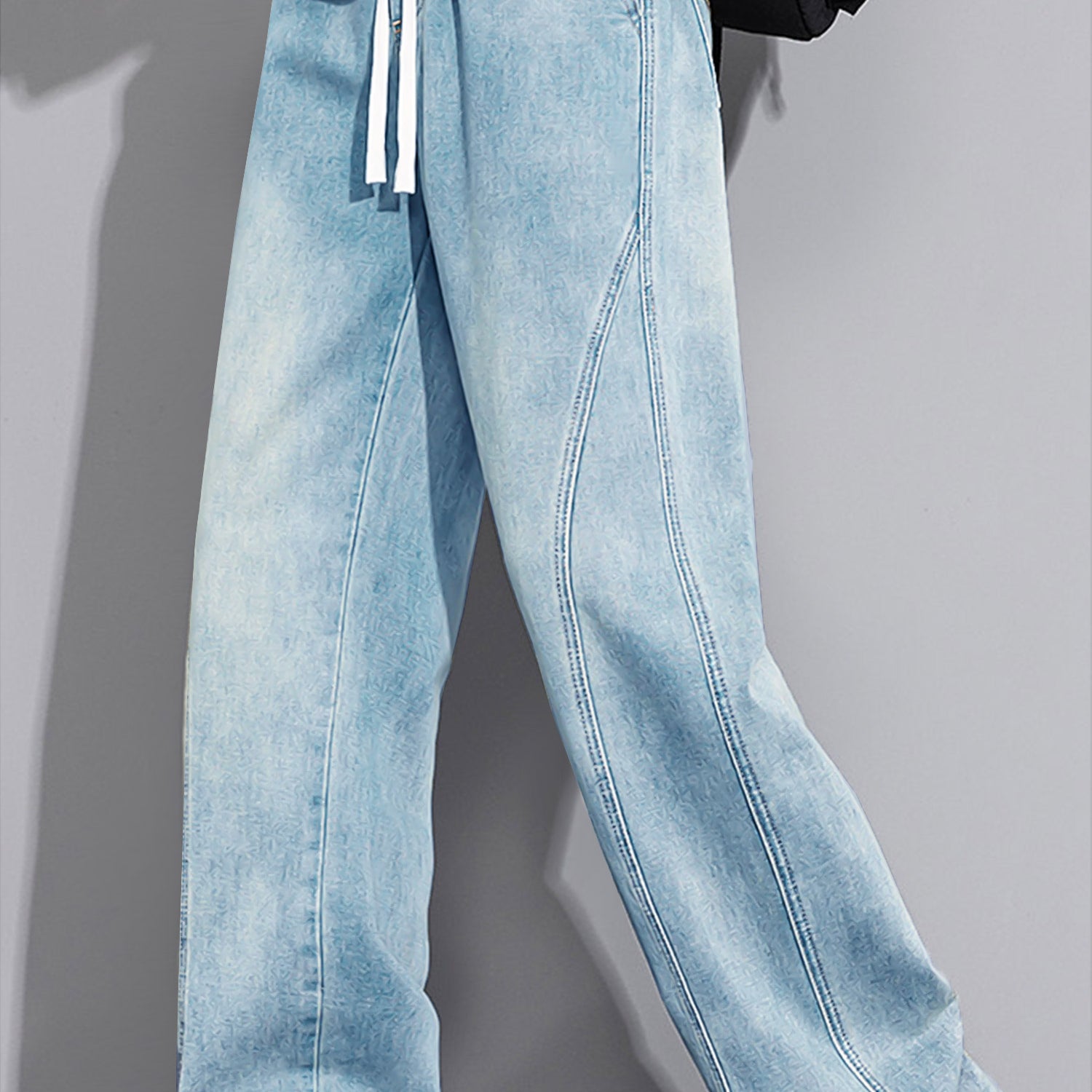 Turbo Casual Wide-Leg Denim Cargo Jeans