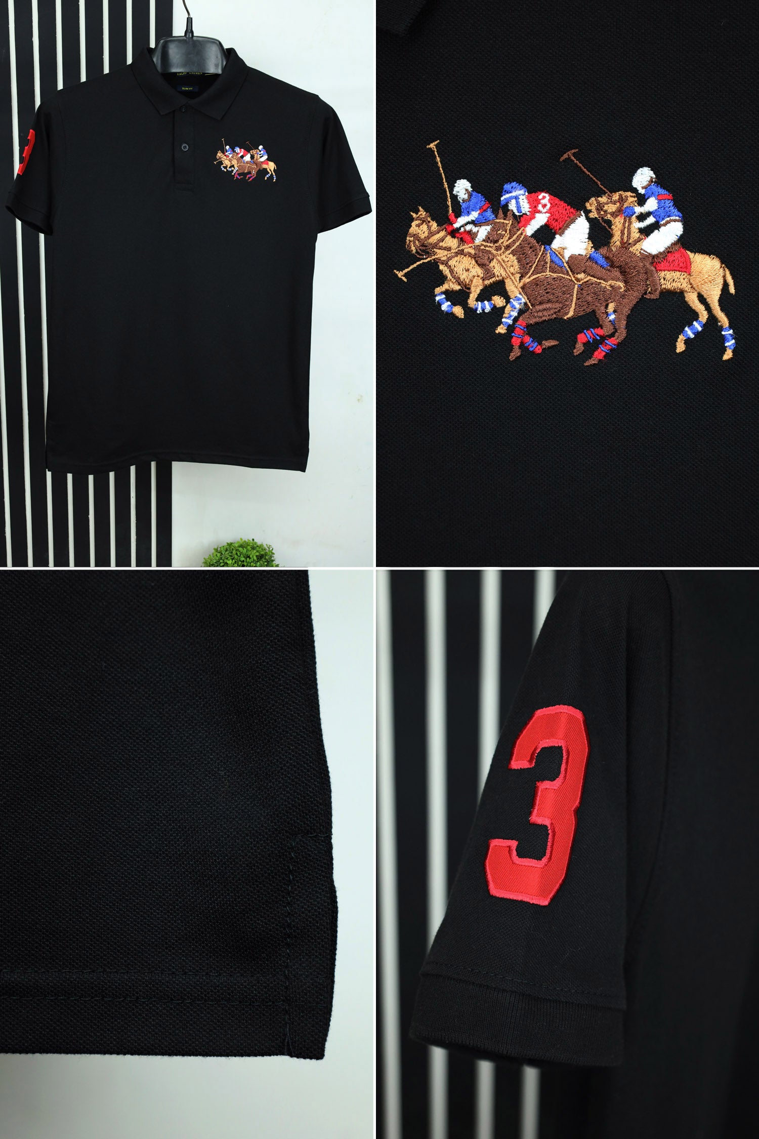 Rlph Laren Men's Polo Triple Pony Shirt
