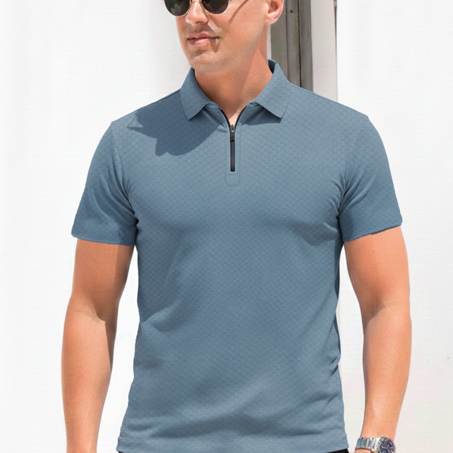 Turbo Abstract Symmetry Zip-Collar Men's Polo Shirt