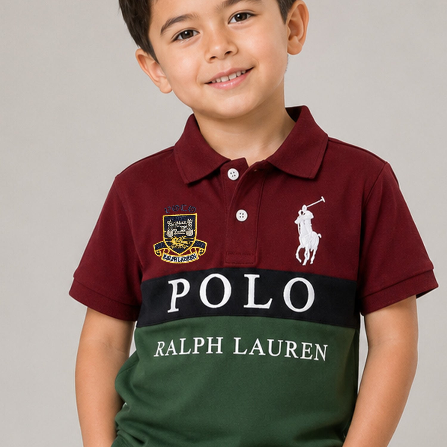Plo Rph Lren Custom Fit In Two-Tone Younger Kids Polo Shirt