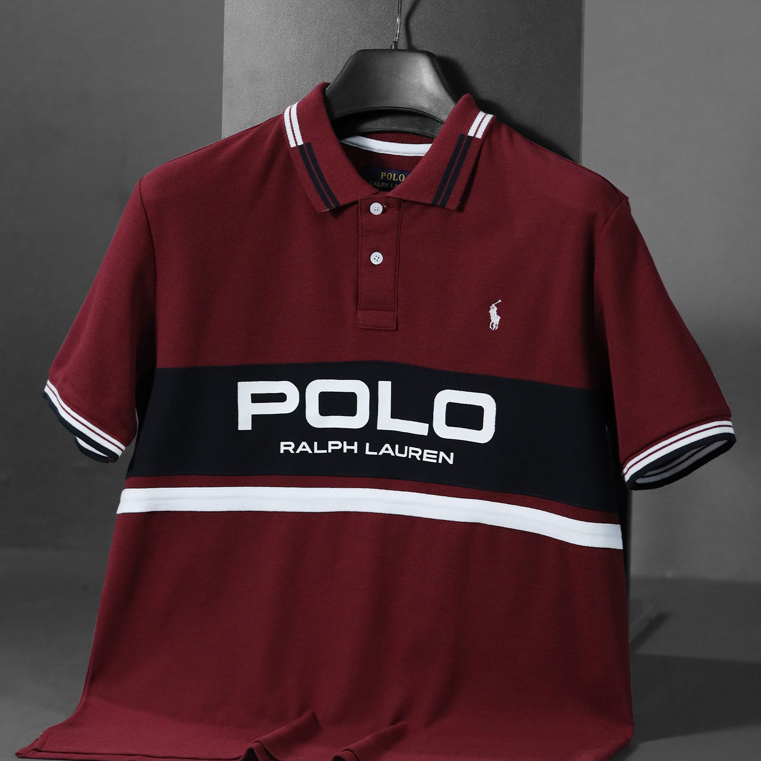 Plo Rph Lren Prominent Horizontal Stripe Men's Polo Shirt