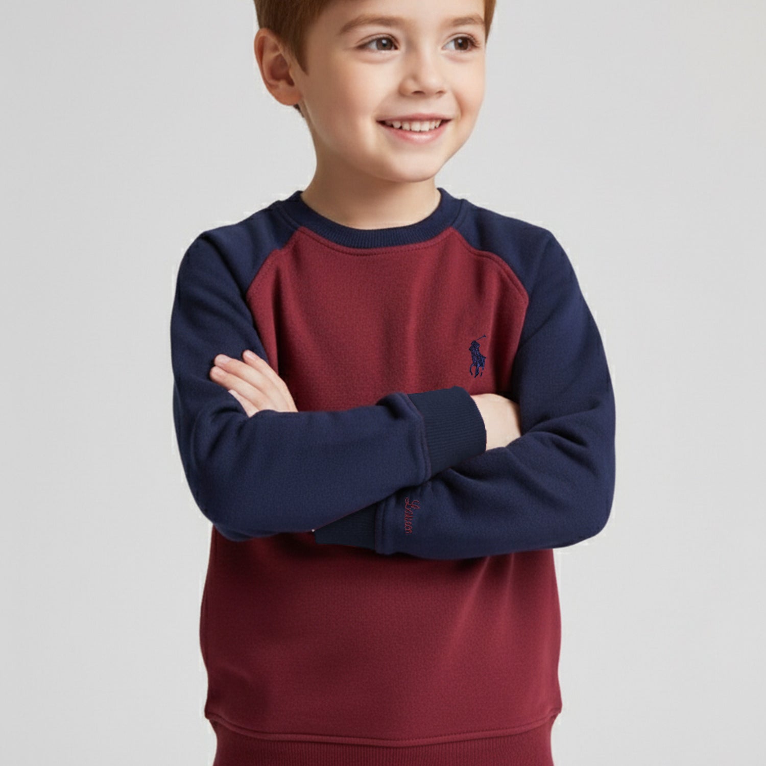 Polo Blocked Cotton Jumper Round Neck Unisex Kids SweatShirt