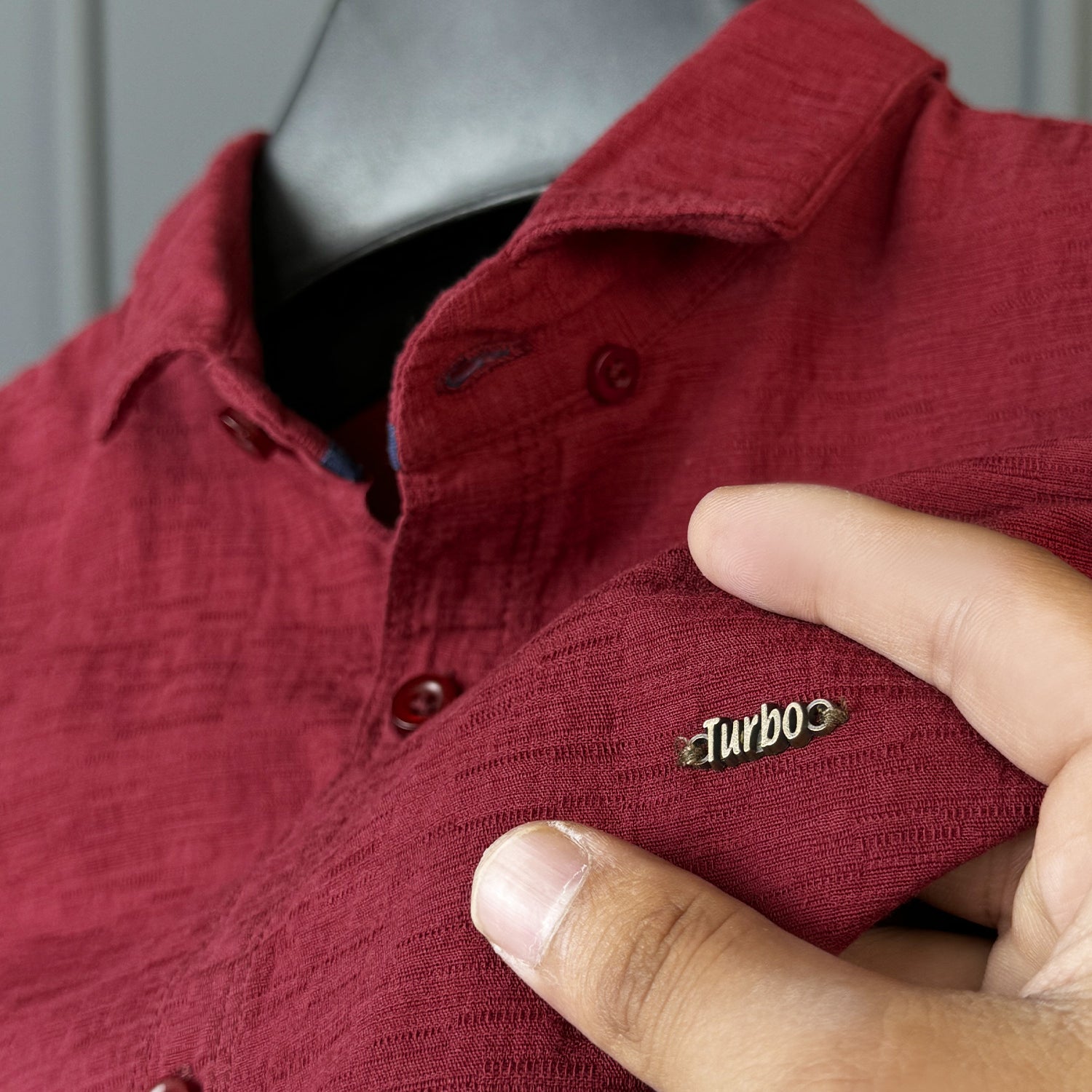 Turbo Dobby Textured Long Sleeve Cotton Casual Shirt