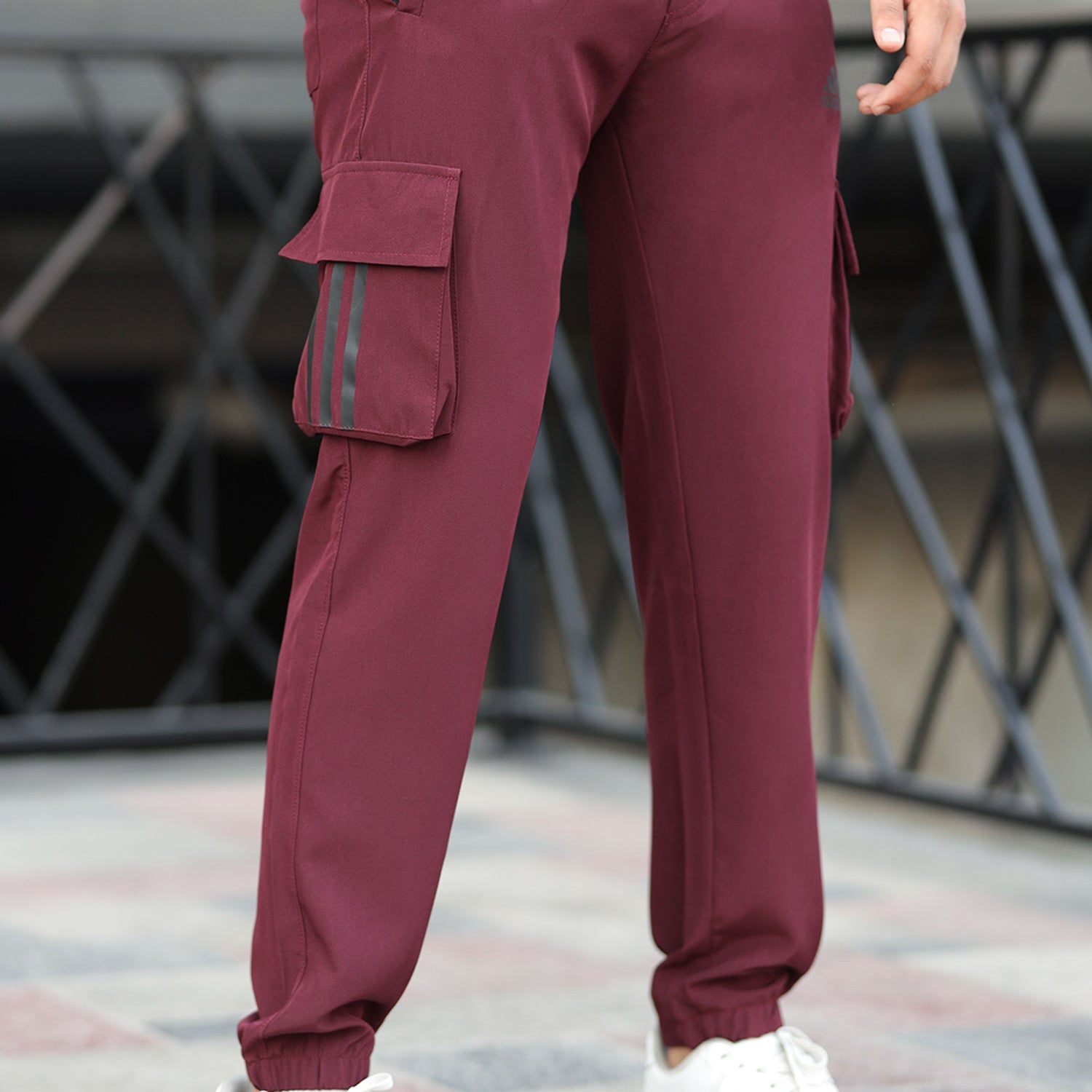 Adds Micro Stretch Slimfit Imported Sportswear Trouser In Plum