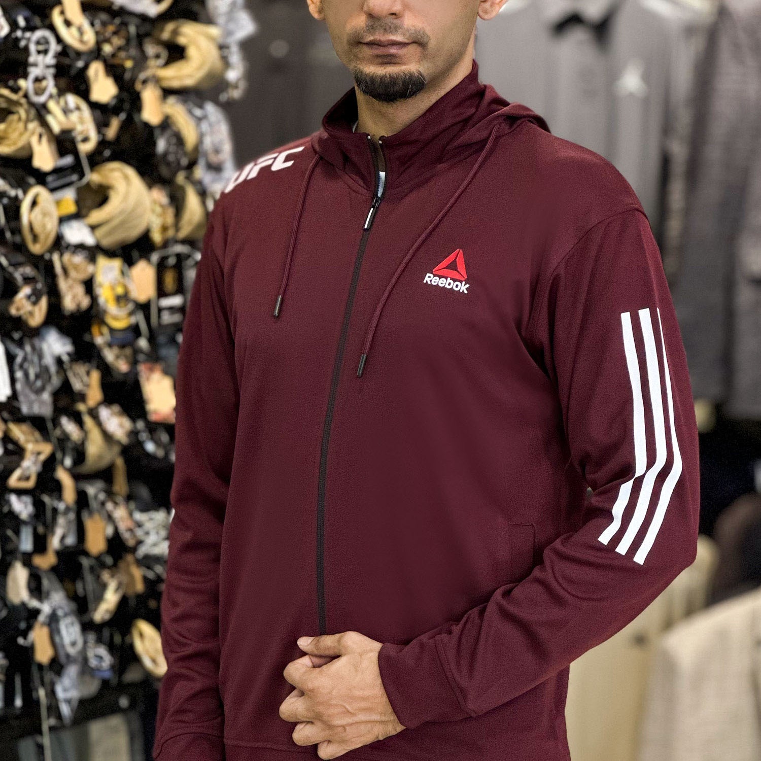 Reebk UFC Walkout Training Hood Style Men Zipper Upper