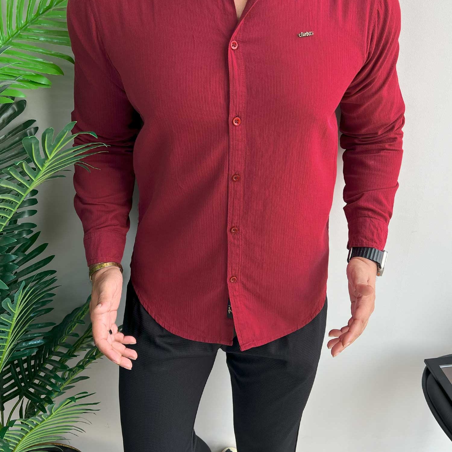 Turbo Self Lining Long Sleeve Cotton Casual Shirt