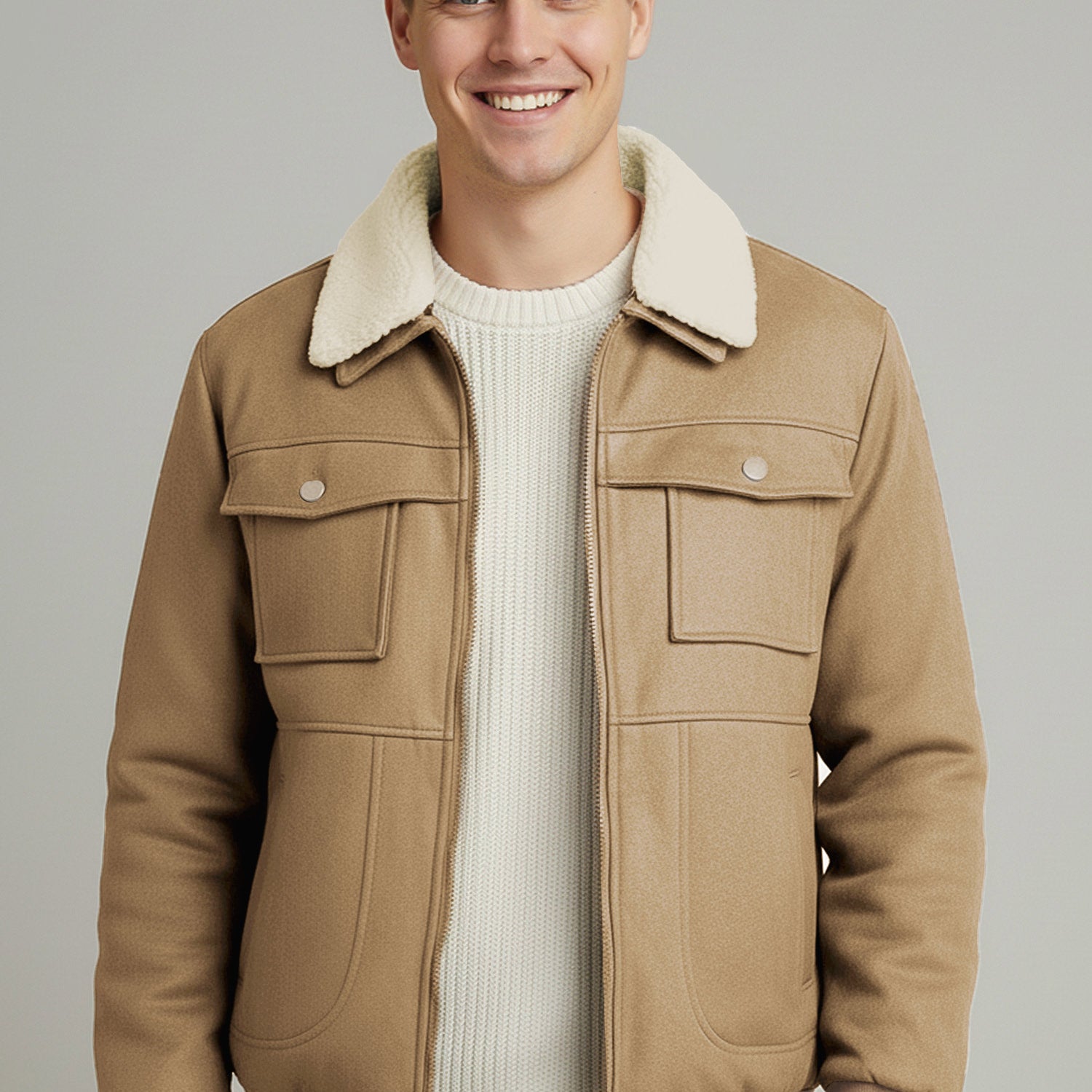 Wind proof Long Sleeve Imported Men's Suede Jacket