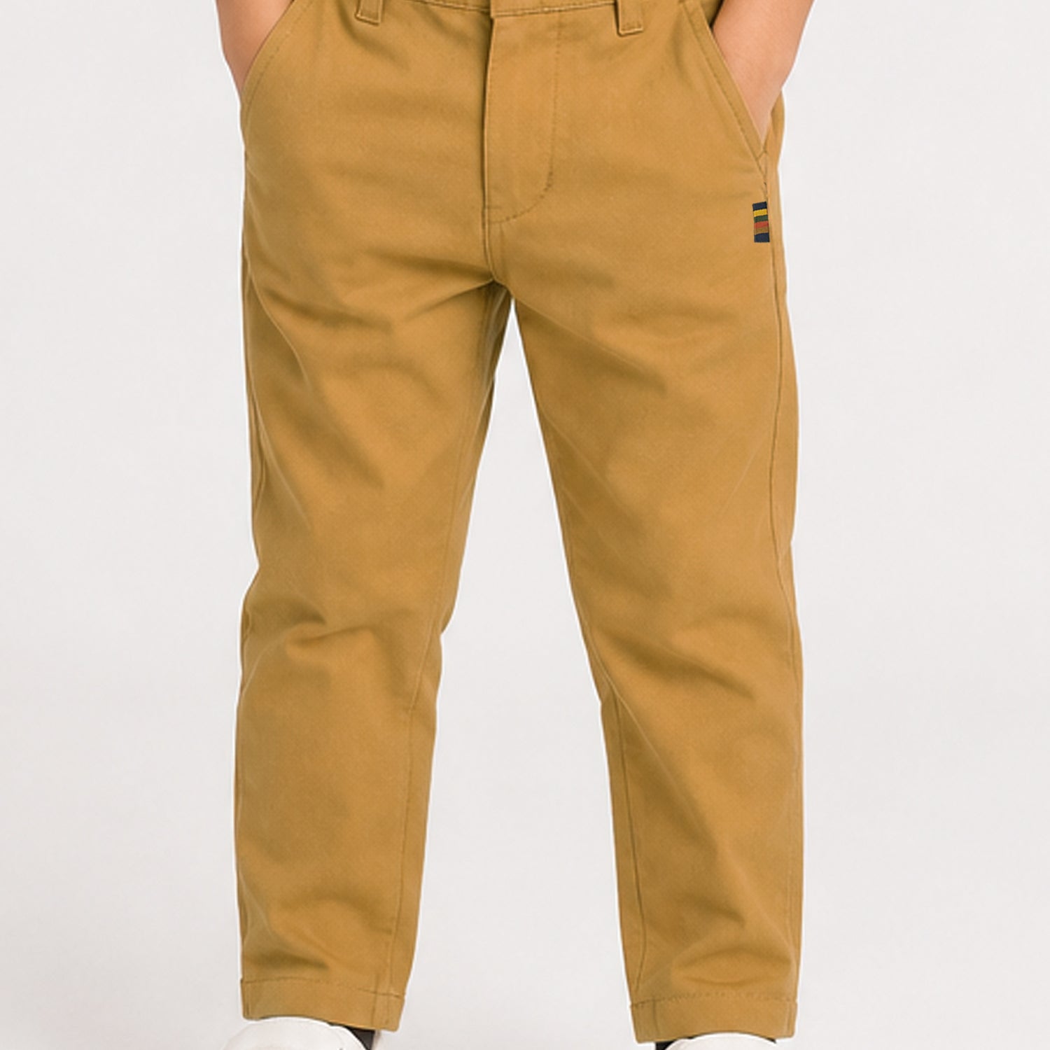 Turbo Regular Slim Fit Cotton Pant For Boys In Mustard