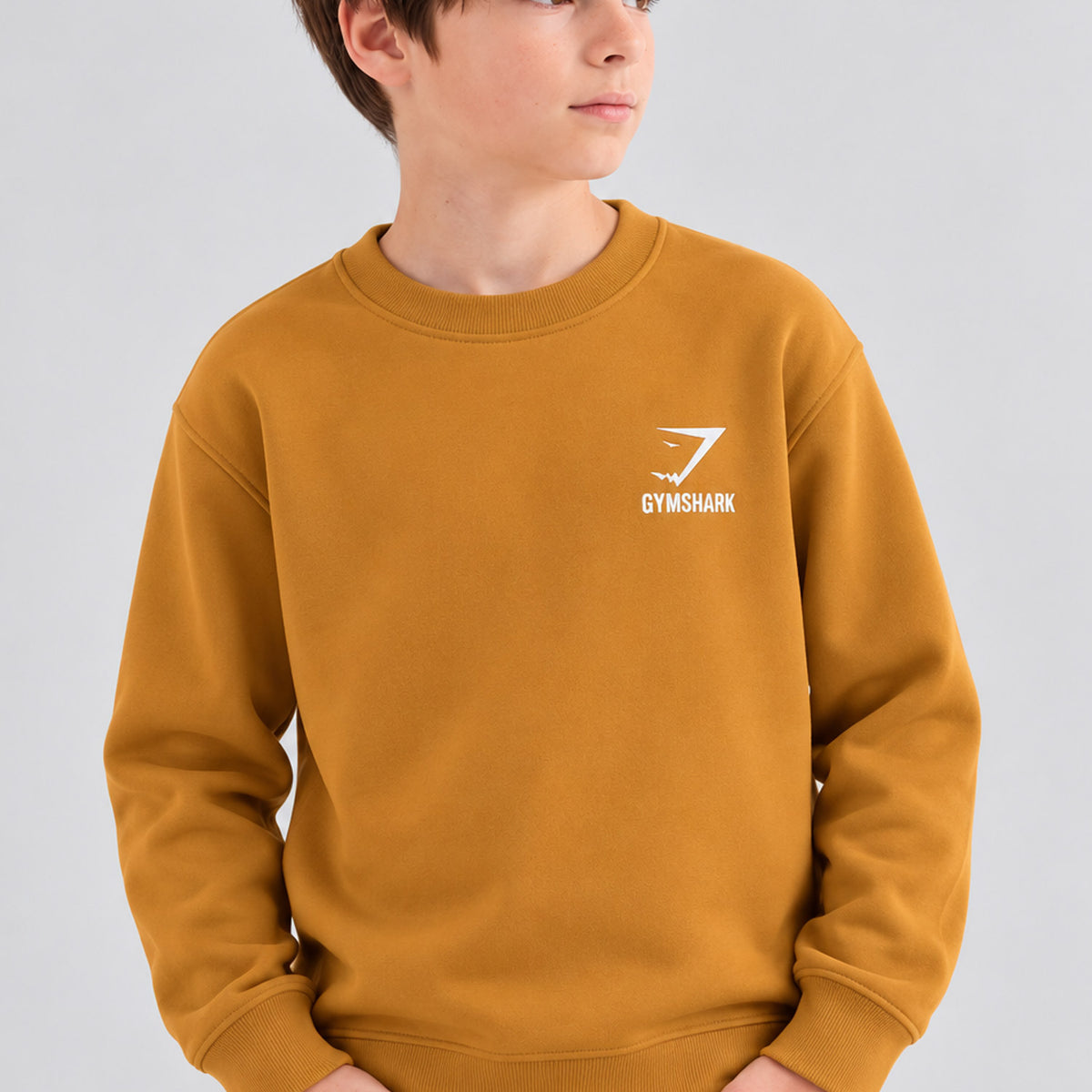 Gym Shrk Legacy Round Neck Kid's Sweatshirt In Mustard