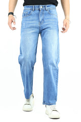 Loose Fit Rough Turbo Denim Jeans In Sky Blue