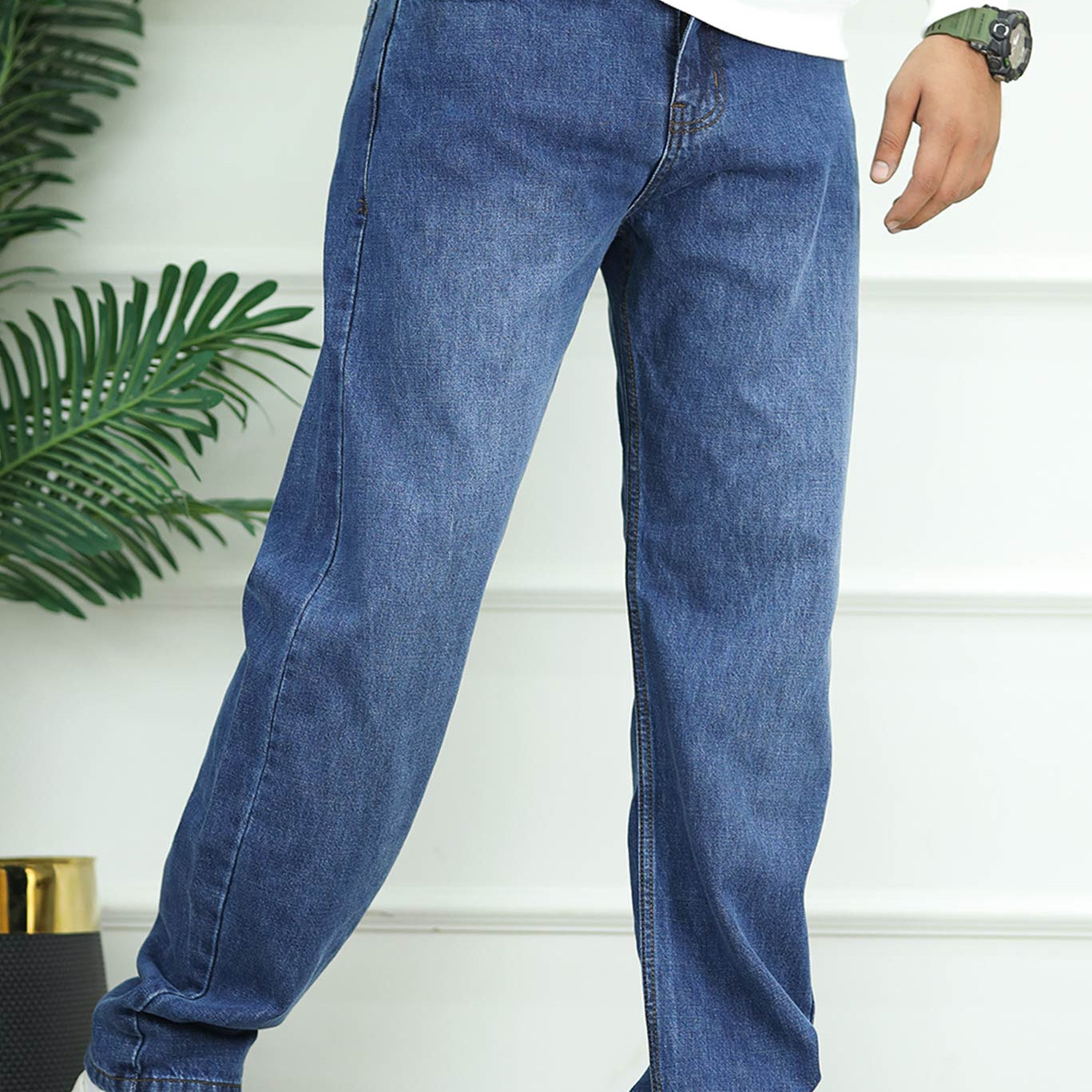 Turbo Denim Men's Multipockets Baggy Jeans In Navy Blue