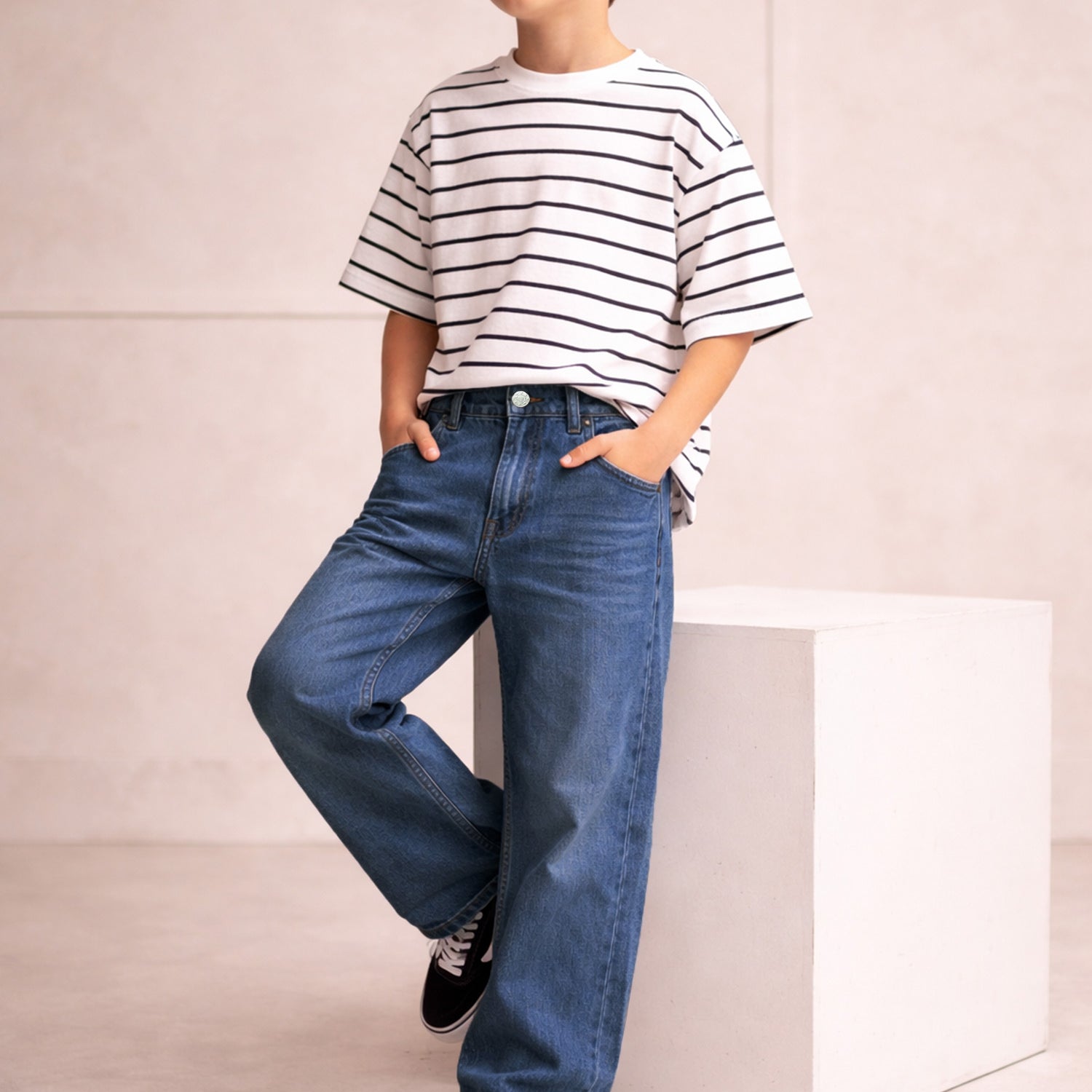 Turbo Denim Wide Leg Jeans For Boys