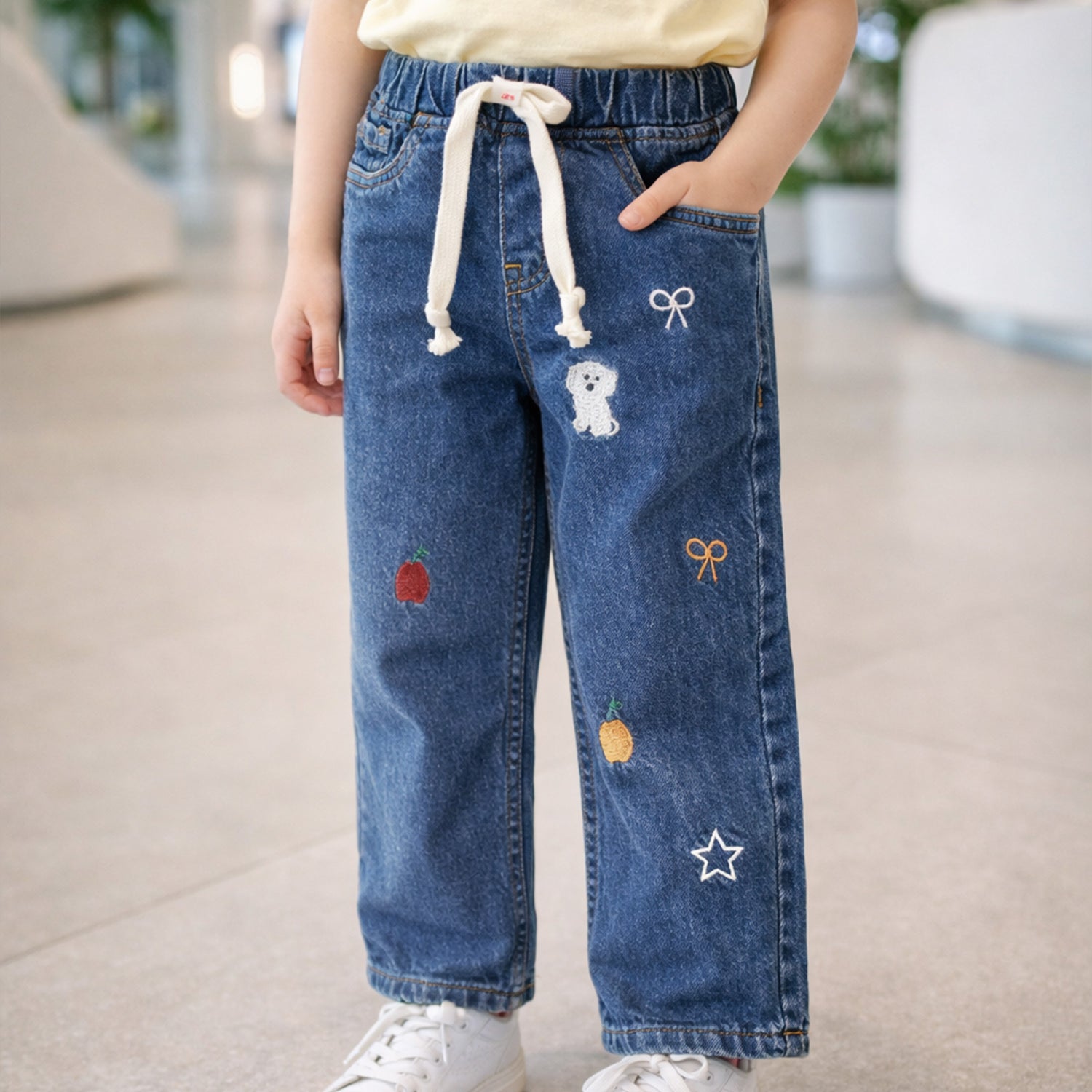 Turbo Drawstring Denim Jeans For Girls