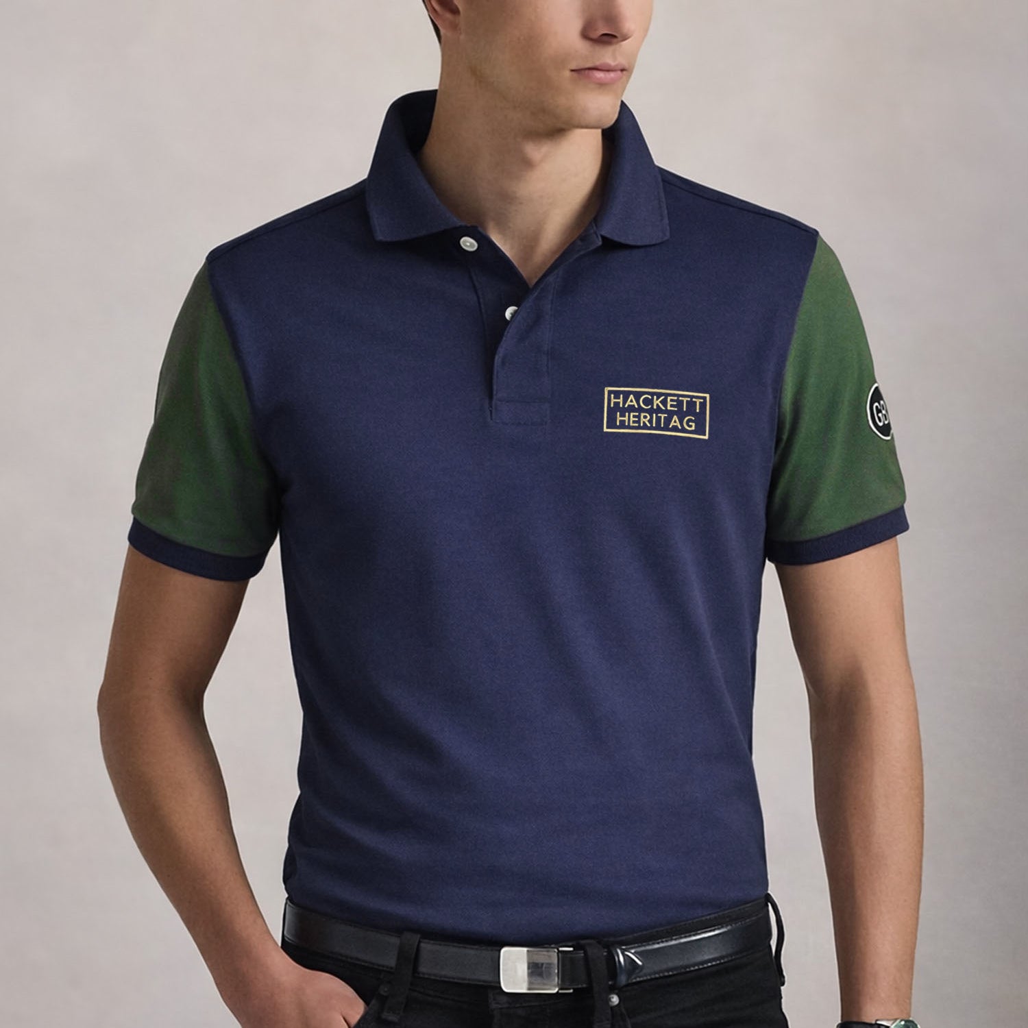 Hcket Heritag Colourblock Placement Men's Polo Shirt