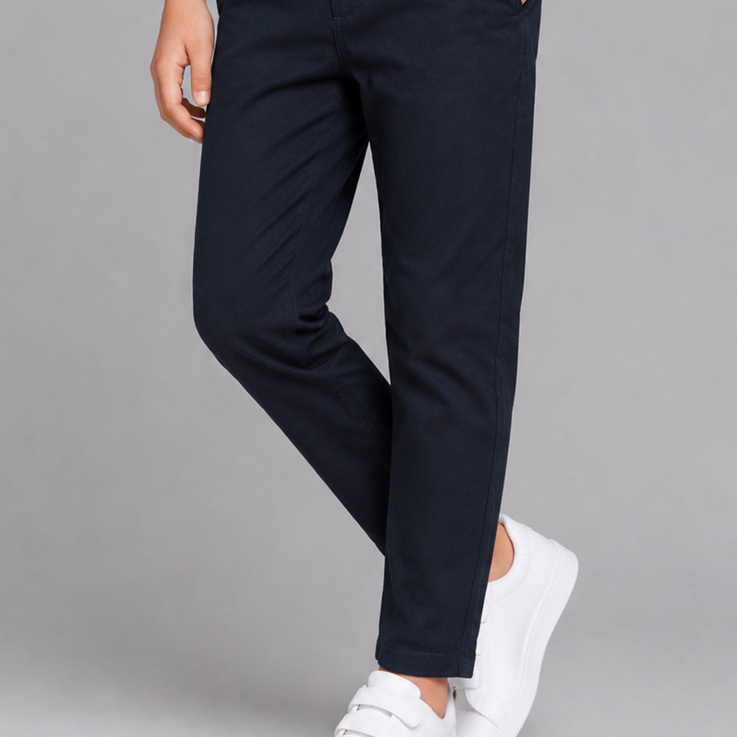 Turbo Regular Slim Fit Cotton Pant For Boys In Navy Blue