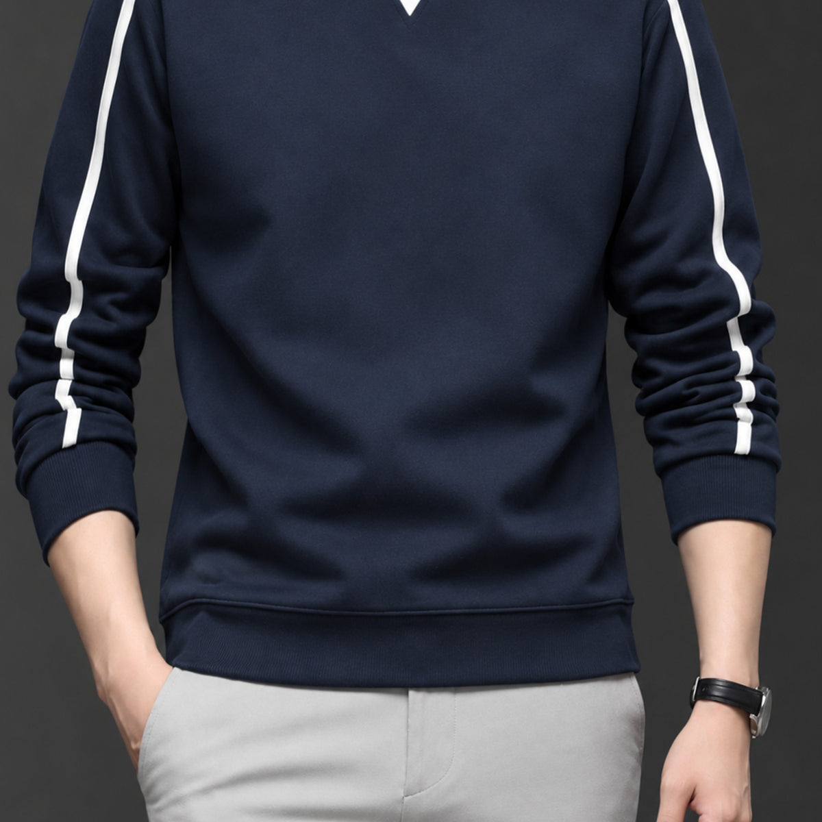 Turbo Minimal Piping Imported Round Neck Men's Sweatshirt