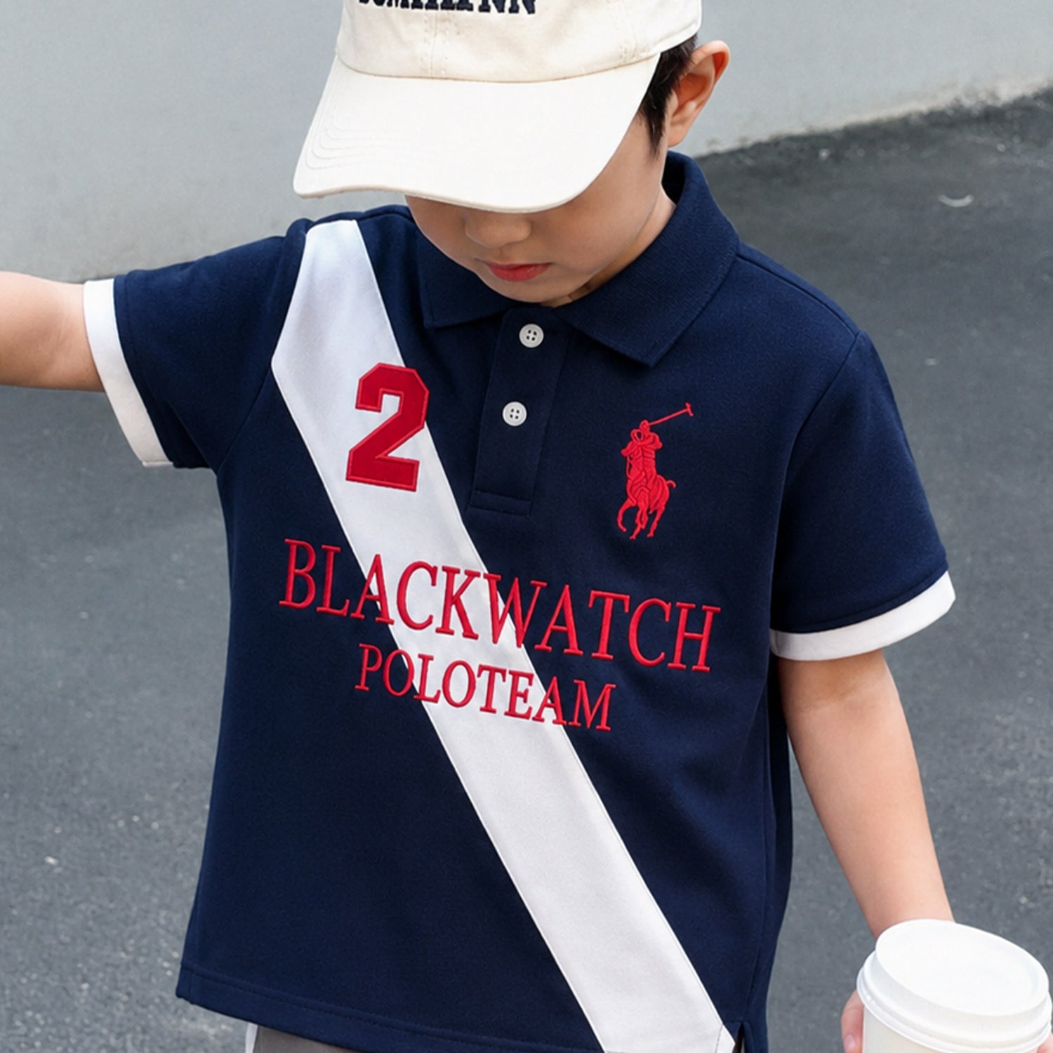 Plo Rph Lren Prominent Diagonal Stripe Younger Kids Polo Shirt