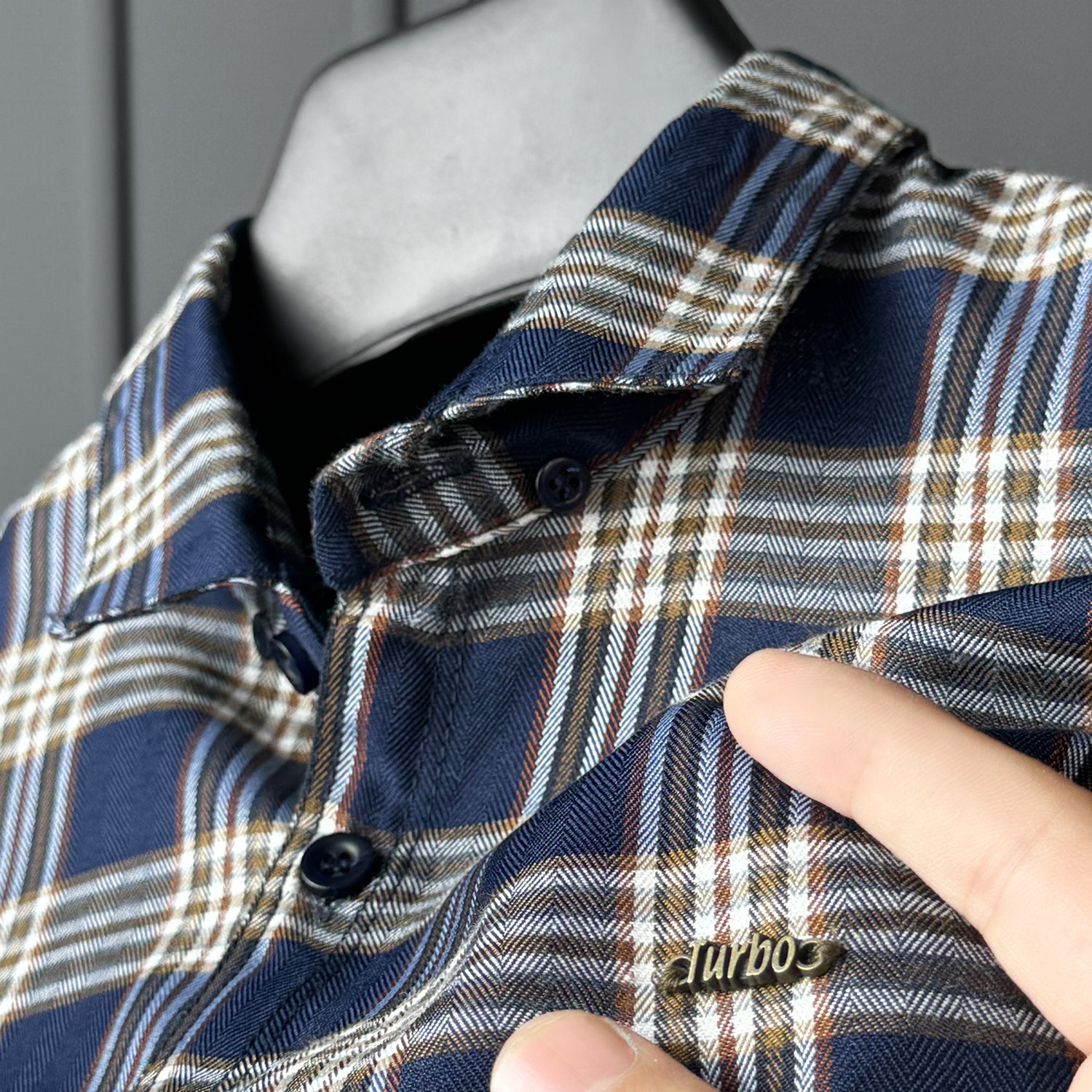 Turbo Tattersall Checkered Long Sleeve Cotton Casual Shirt