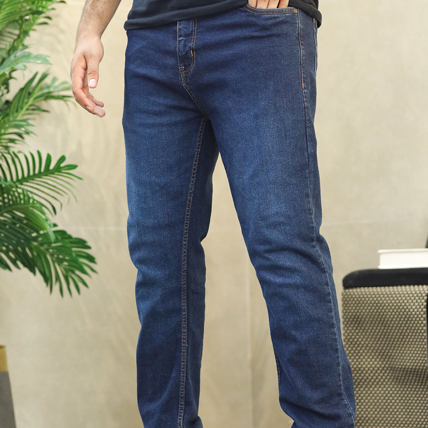 Turbo Straight-Fit Denim Jeans In Navy Blue