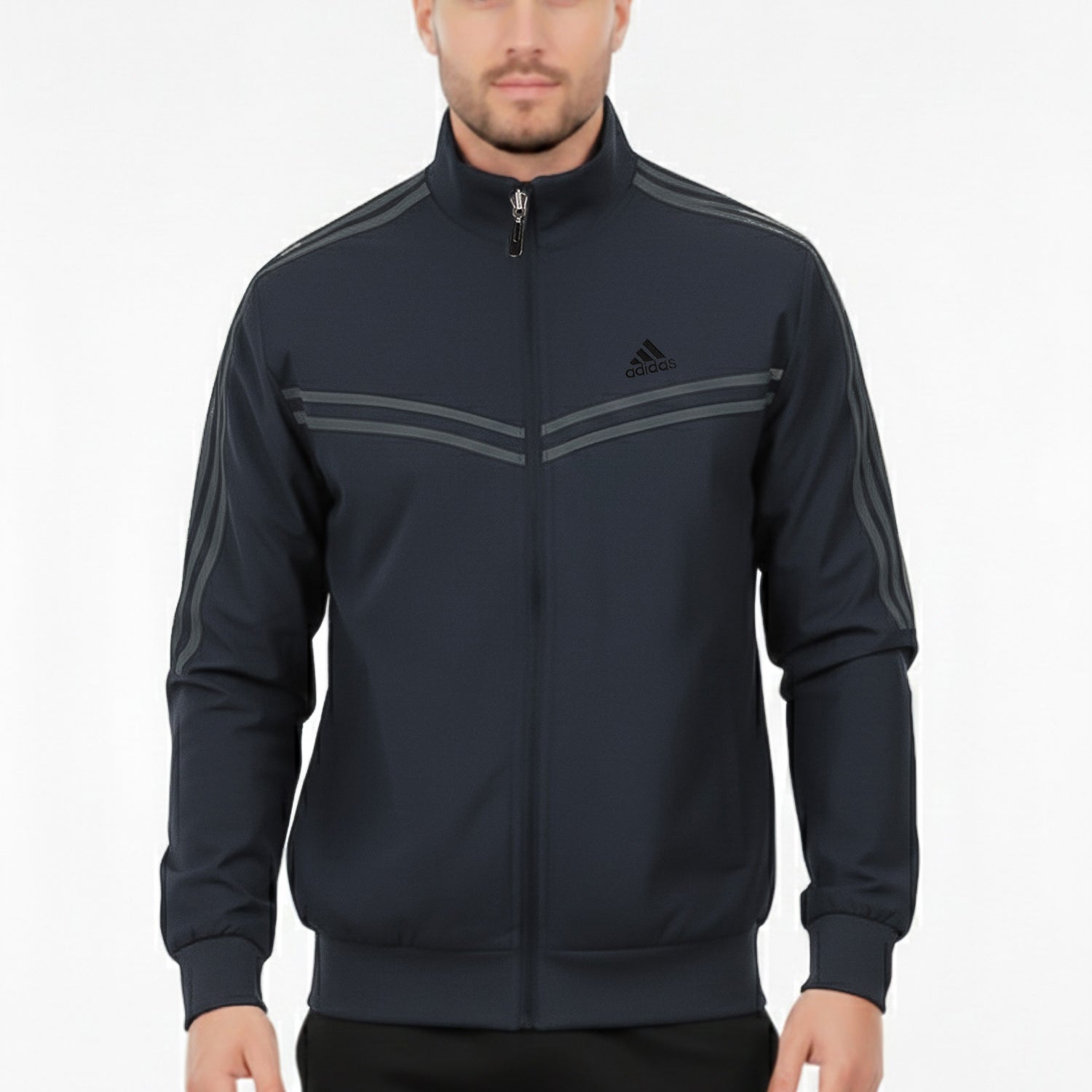 Adds Diagonal Stripe Reversible Zip-Up Track Sports Jacket