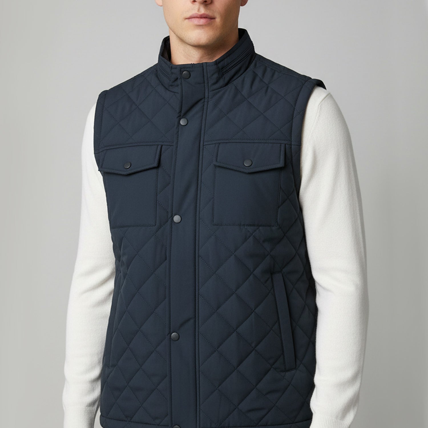 Funnel Neck Quilted Imported Men's Gilet