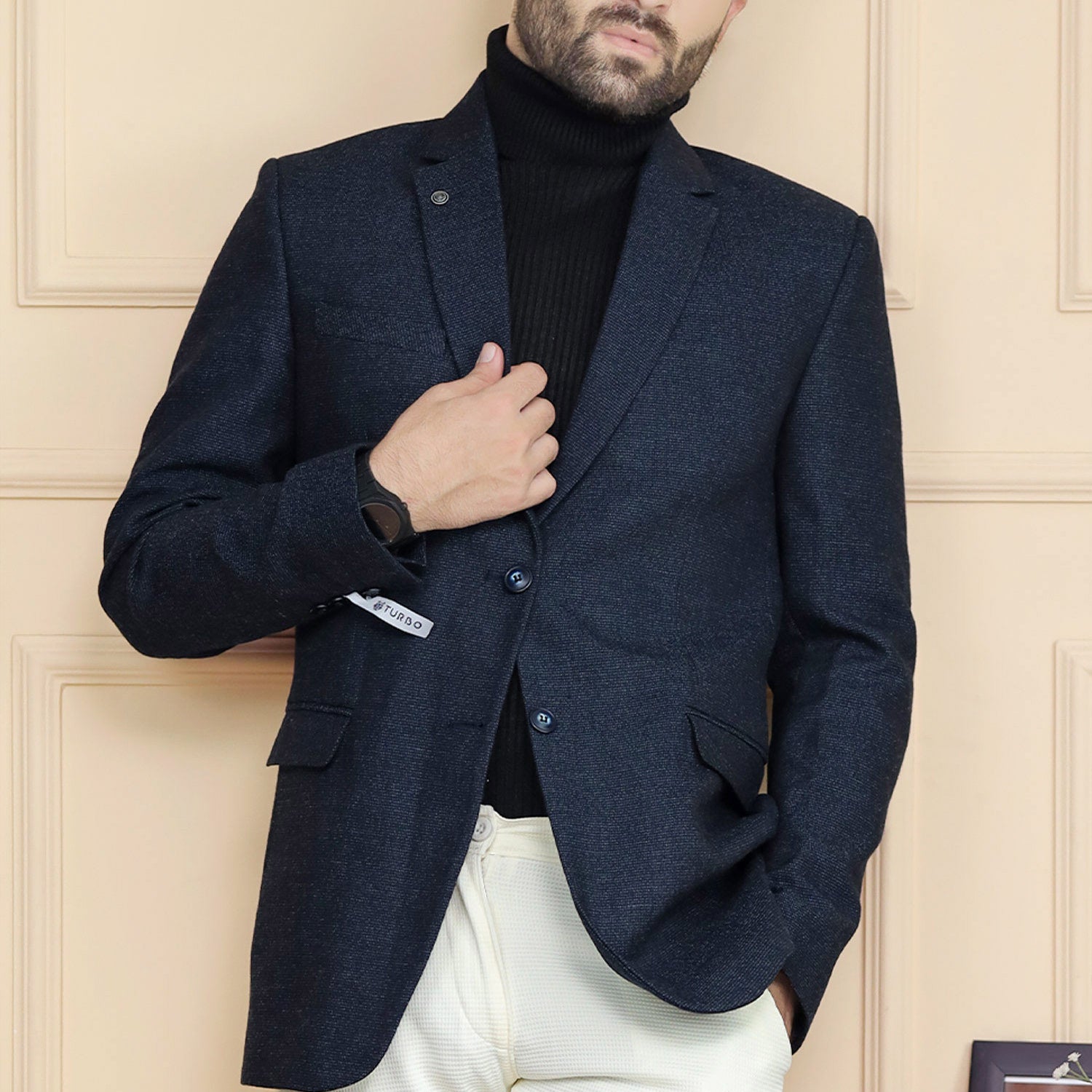 Classic Rich Sharp Texture Pattern Men Blazer