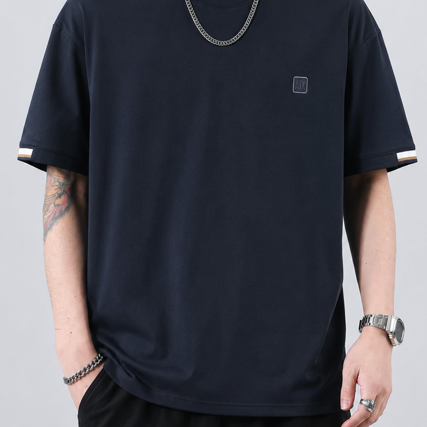 Armni Excnge Striped Sleeve Men's T-Shirt