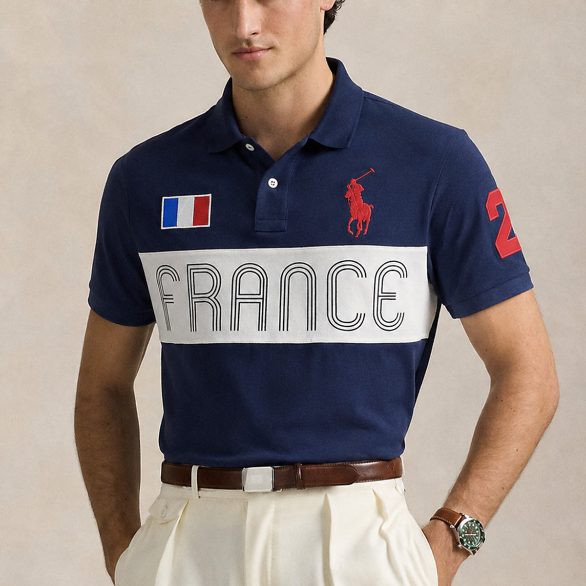 Plo Rph Lren France Big Logo Rugby Men's Polo Shirt
