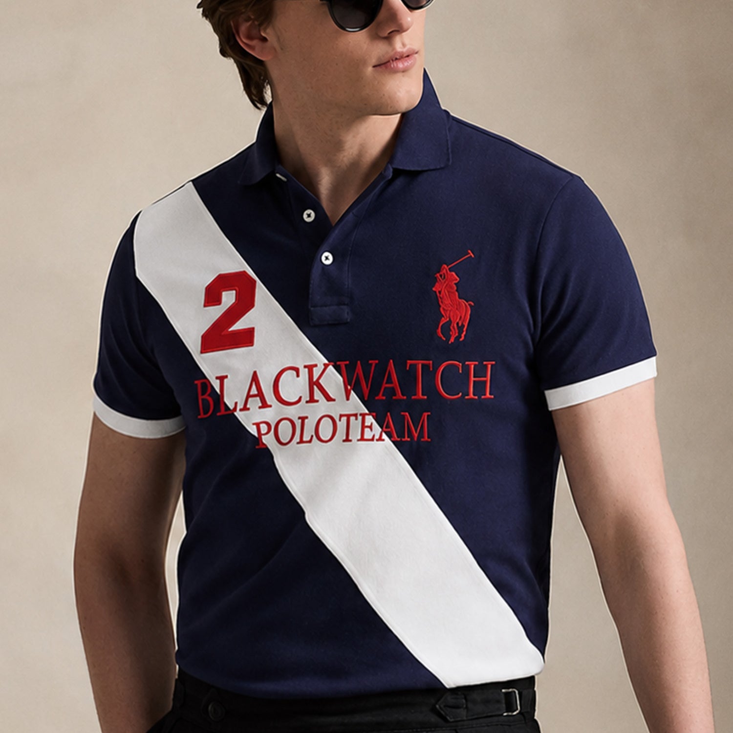 Plo Rph Lren Prominent Diagonal Stripe Men's Polo Shirt