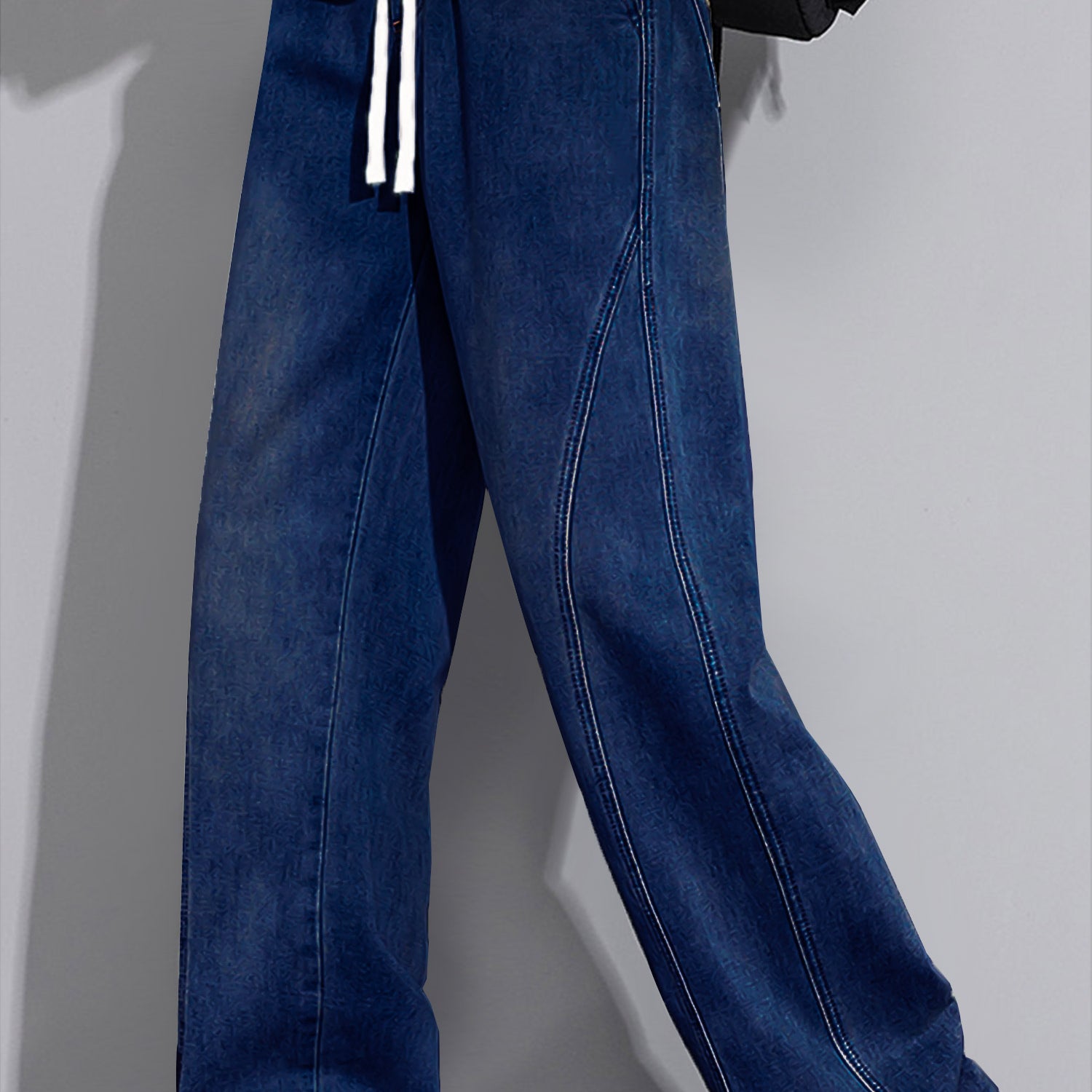 Turbo Casual Wide-Leg Denim Cargo Jeans