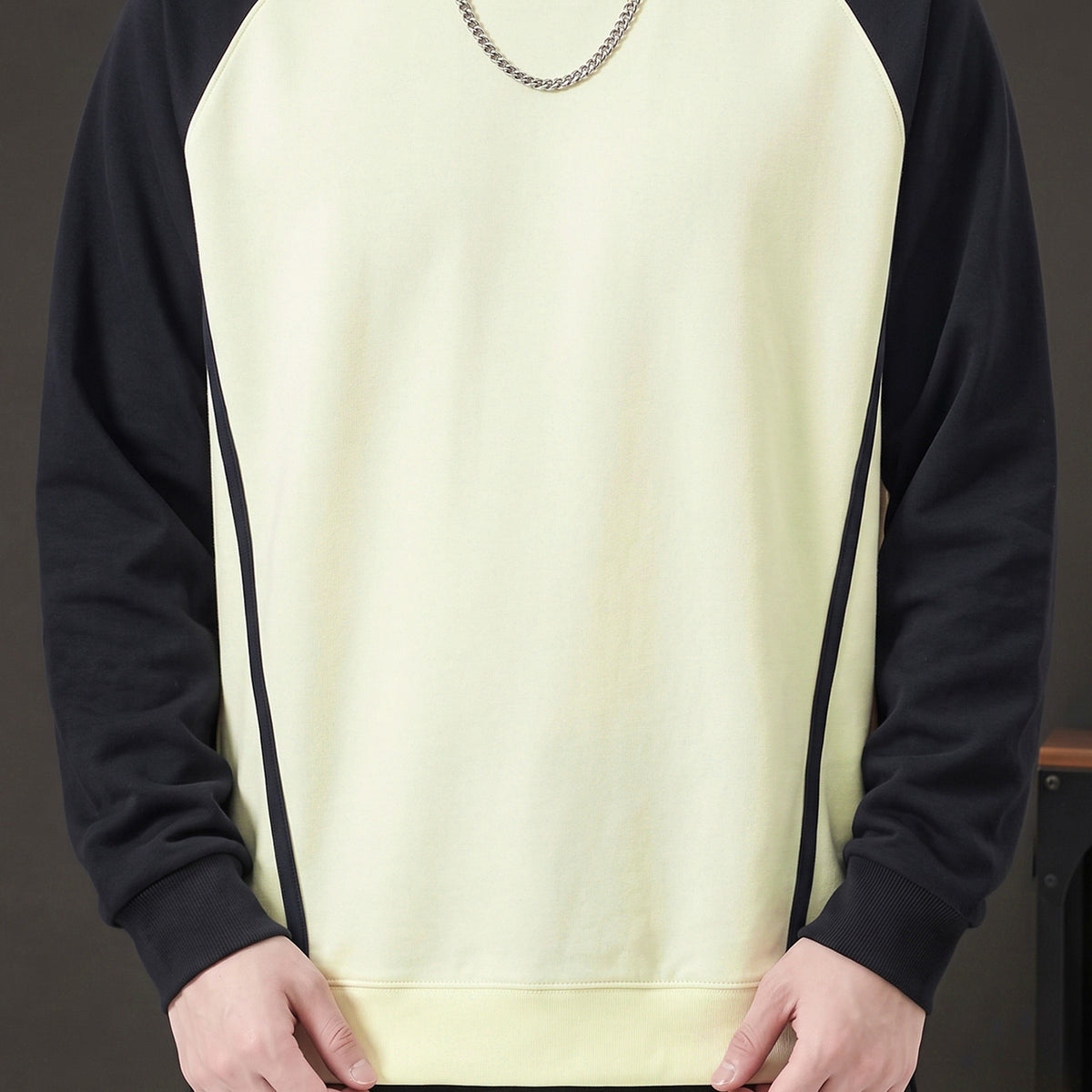 Turbo Raglan Sleeve Pullover Imported Round Neck Men's Sweatshirt