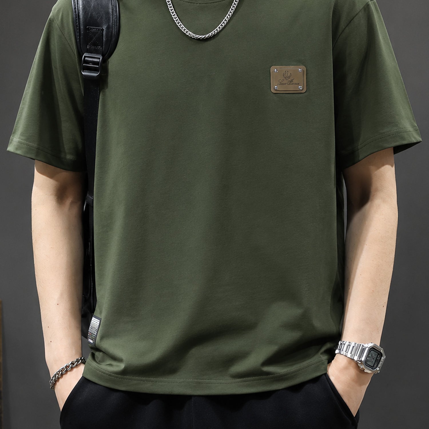 Lro Piana Distinctive Logo Patch Men's T-Shirt